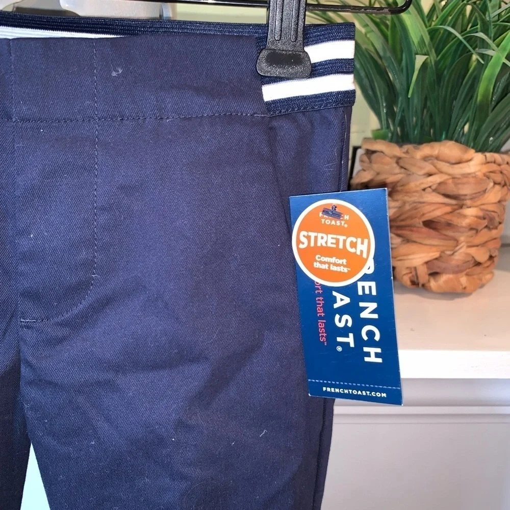 French Toast Contrast Stripe Navy Pull On Trouser Pants Boys Size 7 NEW